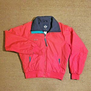 Vintage Columbia Radial Sleeve Jacket Mens Size M Red Fleece Lined Windbreaker